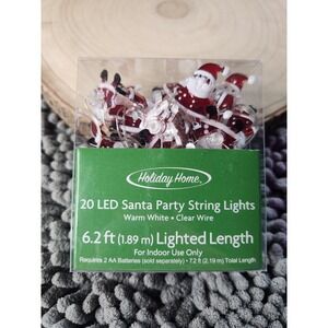 Holiday Home LED Miniature Santa Party Lights For Indoor Use Only 6.2ft~NEW~RARE